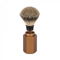 Set barbierit cu aparat de ras clasic si pamatuf Silvertip Badger cu par de bursuc Muehle Hexagon S 091 M HXG BRONZE