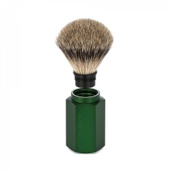 Set barbierit cu aparat de ras clasic si pamatuf Silvertip Badger cu par de bursuc Muehle Hexagon S 091 M HXG FOREST