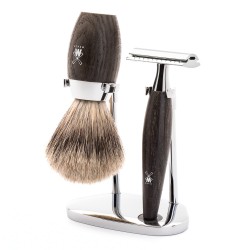 Set de barbierit cu aparat de ras clasic si pamatuf Fine Badger cu par de bursuc si maner din lemn de stejar de mlastina S 281 H 873 SR