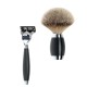 Set de barbierit cu aparat de ras compatibil Gillette Fusion si pamatuf Silvertip Badger cu par de bursuc si maner din fibra de carbon S 493 ED 1